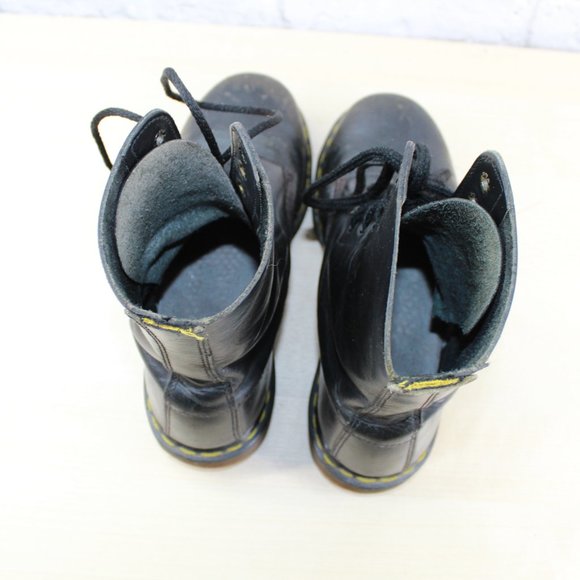VTG! Dr. MARTENS Black Leather Lace Up Steel Toe C - Picture 6 of 8